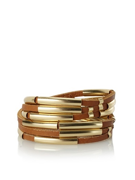 Linea Pelle Tribal Sliced Double Wrap Bracelet, Natural