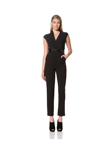 MARTIN GRANT Women's Belted Slim Fit Jumpsuit (Black)