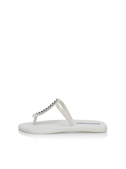 Melissa Women's Sin + Make a Wish Flat Thong Sandal (White)