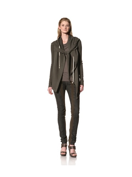 RICK OWENS Women's Hooded Wrap Jacket (Dark Dust)