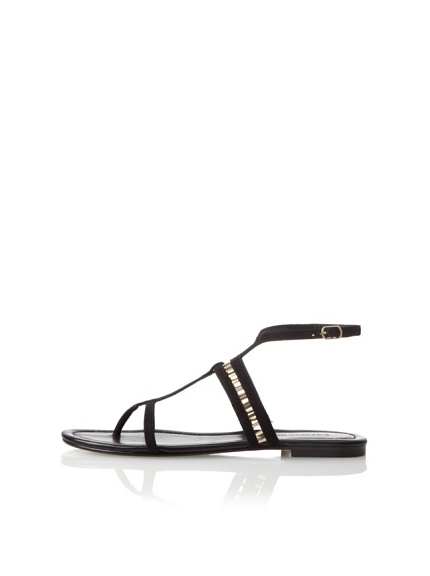 Sigerson Morrison Women's Kade Flat Sandal (Black Suede)