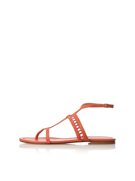 Sigerson Morrison Women's Kade Flat Sandal (Coral Suede)