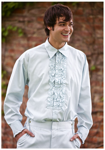 Blue Ruffled Tuxedo Shirt - Click Image to Close