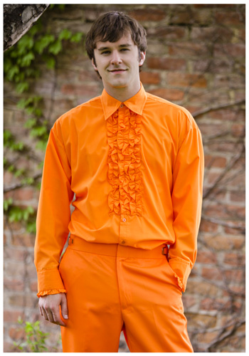 Orange Ruffled Tuxedo Shirt - Click Image to Close