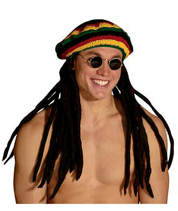 Rasta Hat with Dreadlocks - Click Image to Close