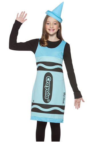 Tween Sky Blue Crayon Dress - Click Image to Close