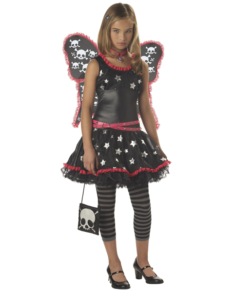 Tween Skulls and Stars Gothic Fairy Costume - Click Image to Close