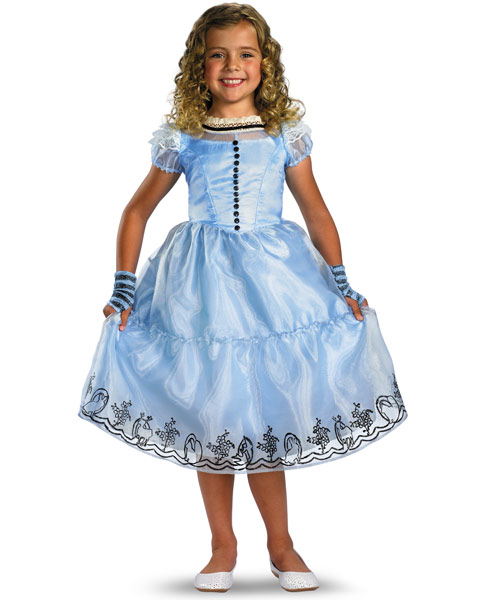 Deluxe Disney Alice In Wonderland Movie Alice Blue Girls Dress - Click Image to Close