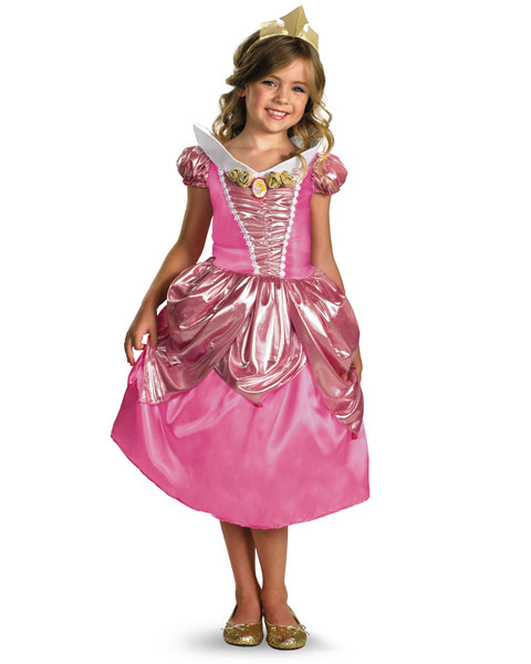 Deluxe Shimmer Disney Sleeping Beauty Aurora Girls Costume - Click Image to Close