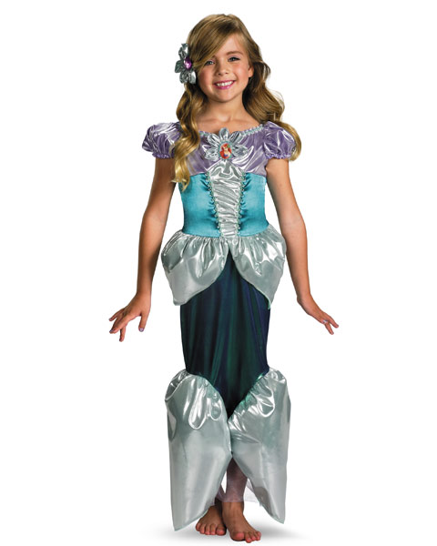 Deluxe Shimmer Disney Ariel Girls Costume - Click Image to Close