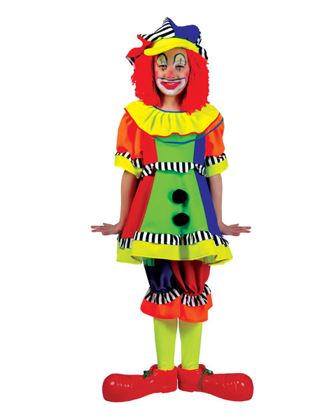 Girls Spanky Stripes Clown Costume