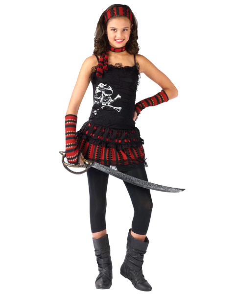 Skull Rocker Pirate Girls Costume
