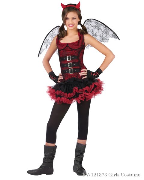 Red Devil Night Wing Tween Girls Costume - Click Image to Close