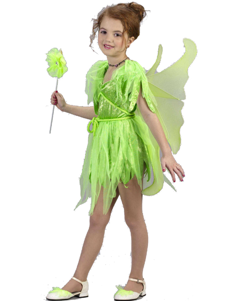Girls Green Neverland Fairy Costume