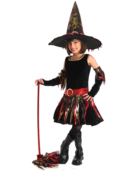Girls Flame Diva Witch Costume - Click Image to Close