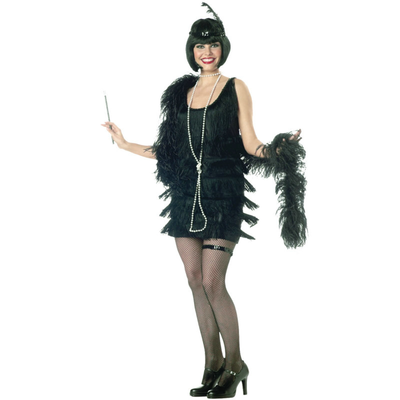 Fashion Flapper (Black) Adult Costume - Click Image to Close
