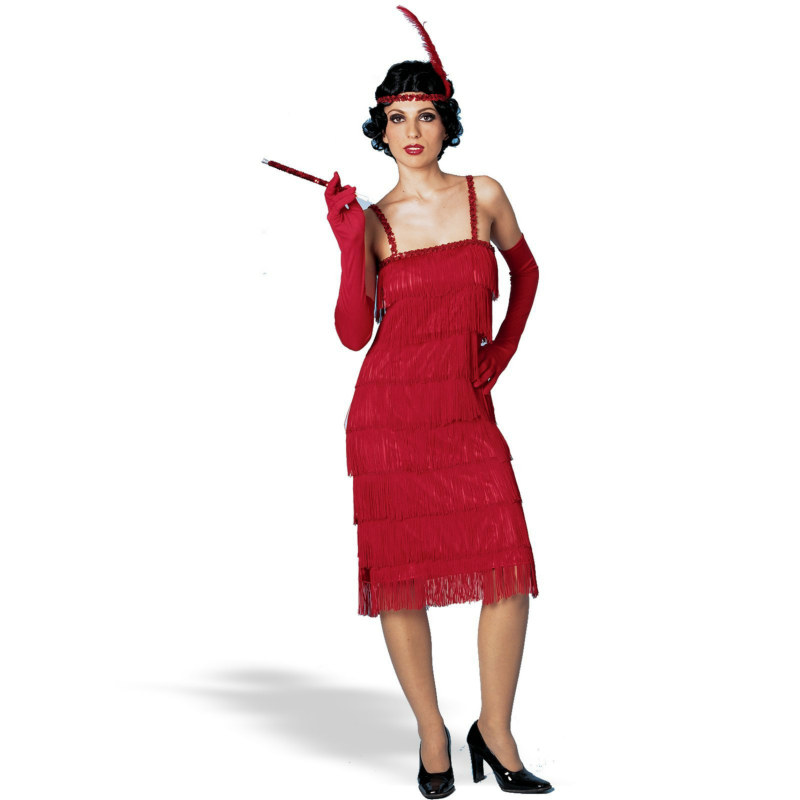 Miss Millie's Fringe Flapper Dress Red Adult Costume - Click Image to Close