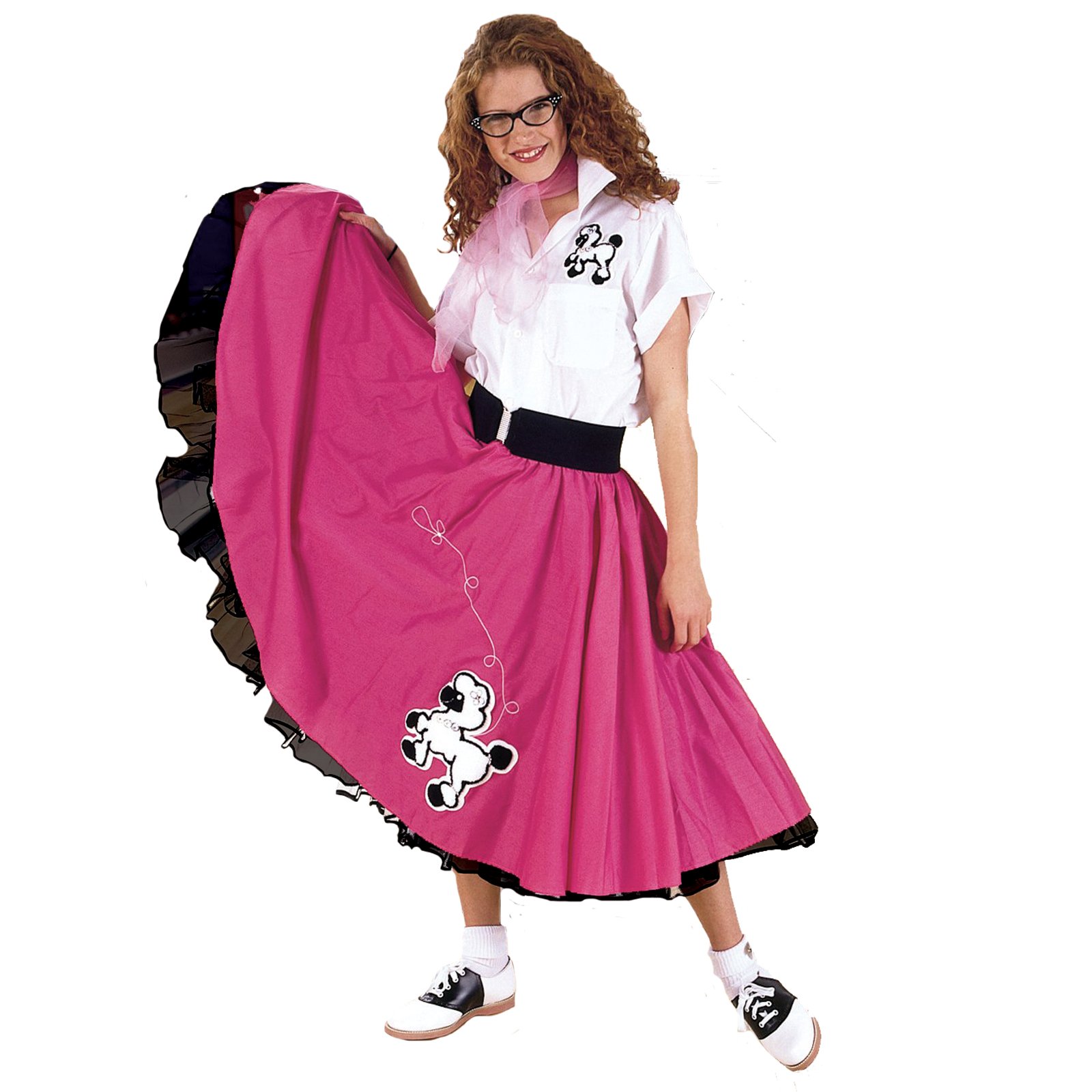 Complete Poodle Skirt Outfit Plus (Pink & White) Adult Costume