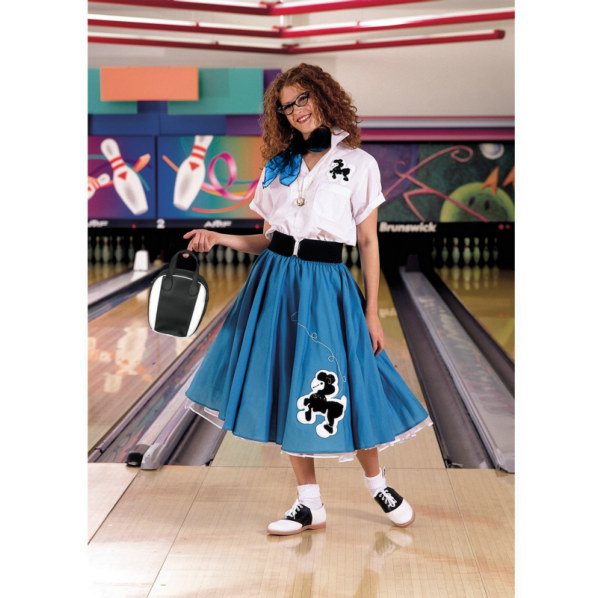 Complete Poodle Skirt Outfit (Turquoise & White) Adult Costume - Click Image to Close