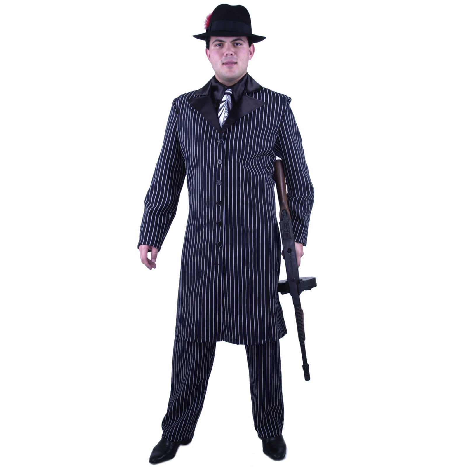 Gangster Suit Long Jacket Plus Adult Costume - Click Image to Close