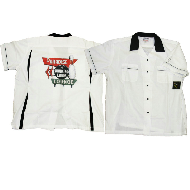 Classic (Black/White) Bowler Shirt Adult - Paradise Lanes Costum