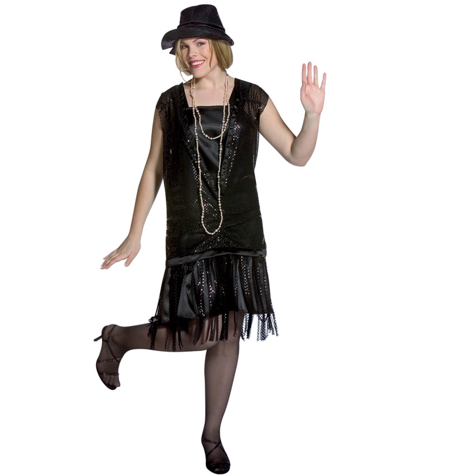 Gatsby Girl (Black) Plus Adult Costume - Click Image to Close