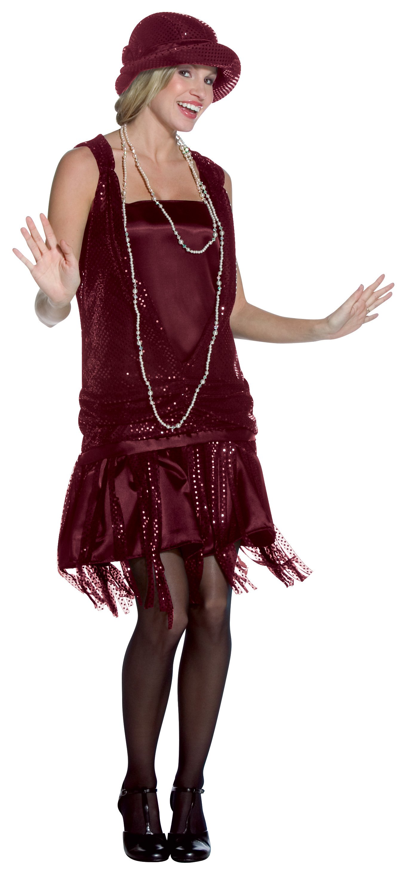 Gatsby Girl (Burgundy) Plus Adult Costume