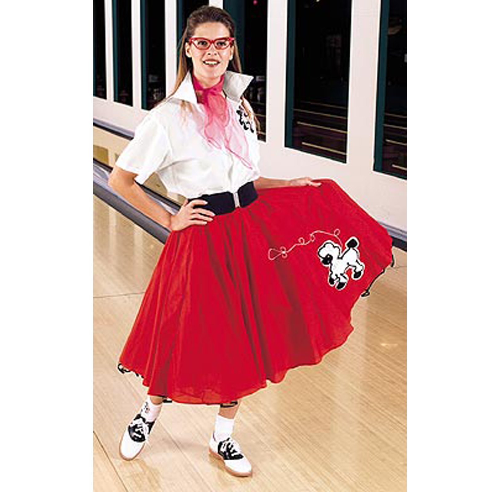 Complete Poodle Skirt Outfit Plus (Red & White) Adult - Click Image to Close