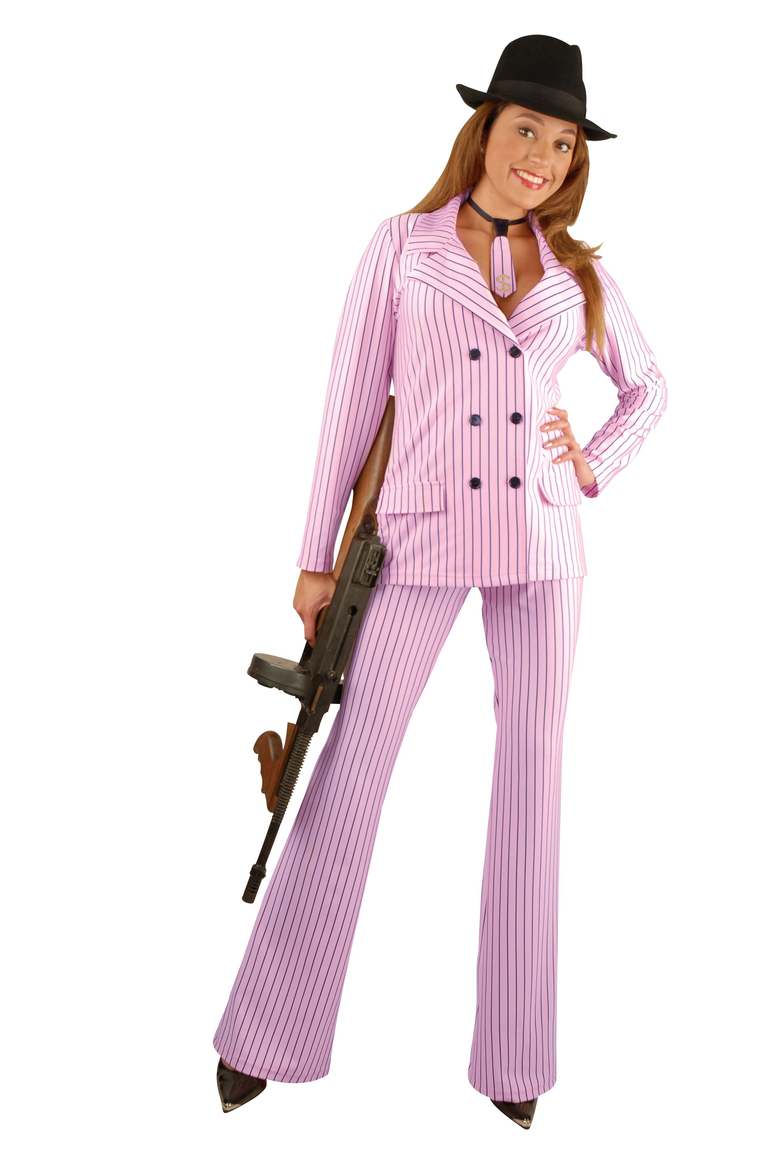 Pink Gangster Moll Adult Costume - Click Image to Close