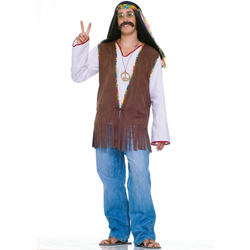 Faux Suede Hippie Vest Costume - Click Image to Close