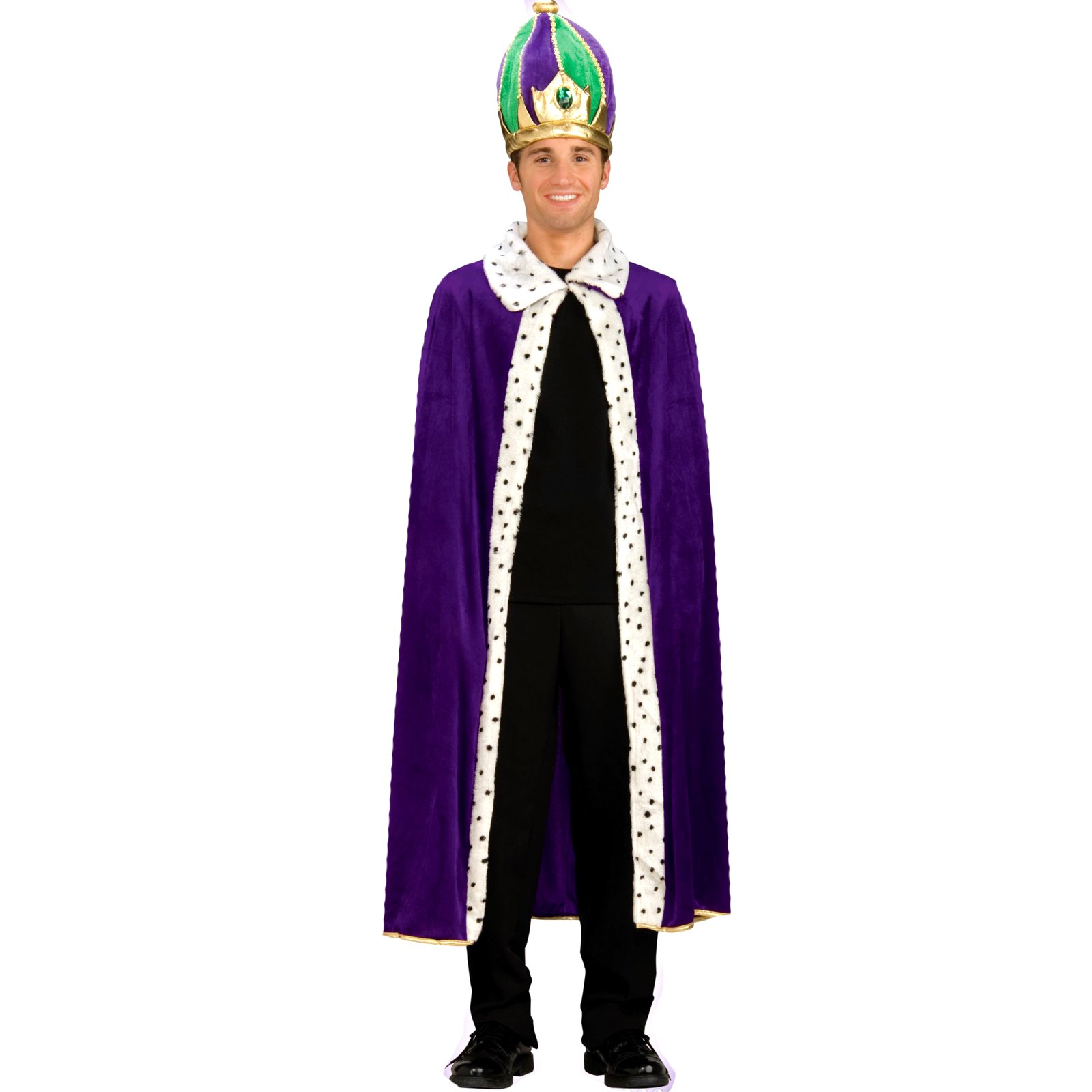 Mardi Gras King Robe &amp; Crown Adult Costume Kit