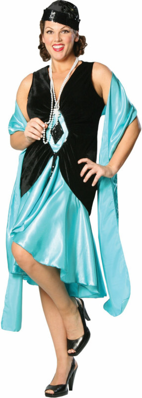 Puttin' on the Ritz - Teal Plus Adult Costume - Click Image to Close