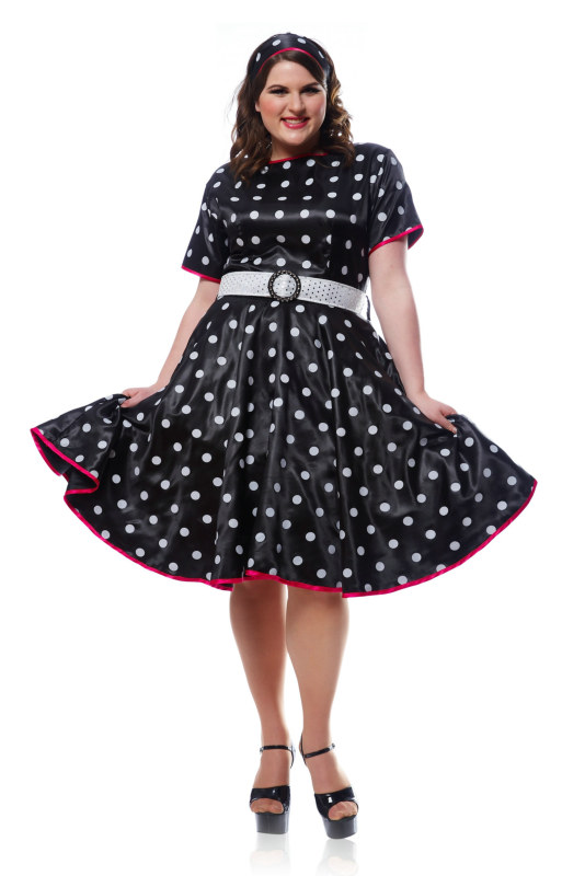 Hot '50s Plus Adult Costume - Black - Click Image to Close