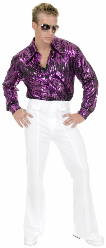 White Disco Pants Adult - Click Image to Close