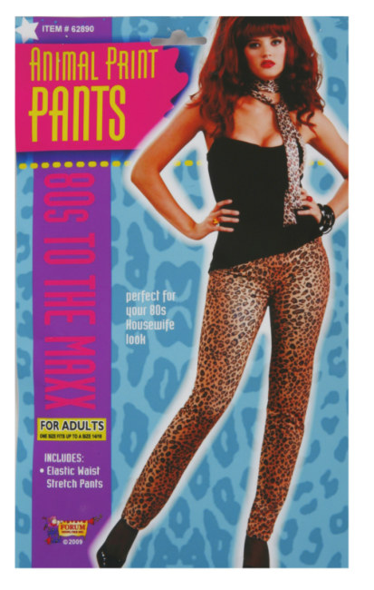 80s Natural Leopard Adult Pants - Click Image to Close
