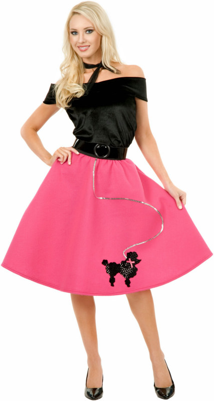 Poodle Skirt, Top & Scarf Adult Plus Costume - Click Image to Close