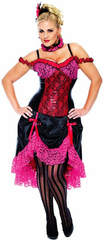 Madame Can Can Adult Plus Moulin Rouge Costume - Click Image to Close