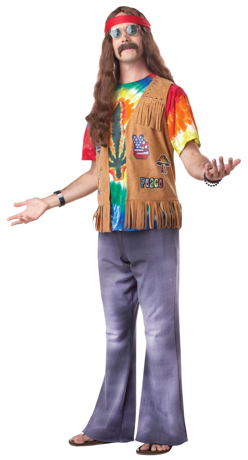 Tie-Dye Hippie Adult Costume - Click Image to Close