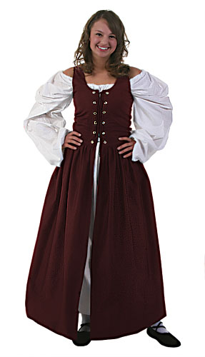 Plus Size Burgundy Irish Renaissance Dress - Click Image to Close