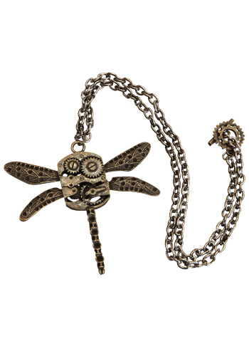 Antique Dragonfly Necklace - Click Image to Close