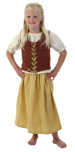 Girls Red Peasant Dress - Click Image to Close