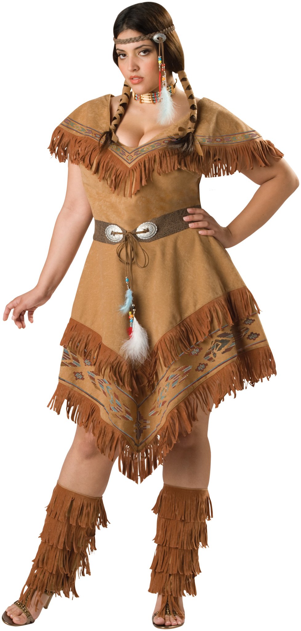 Indian Maiden Plus Adult Costume - Click Image to Close