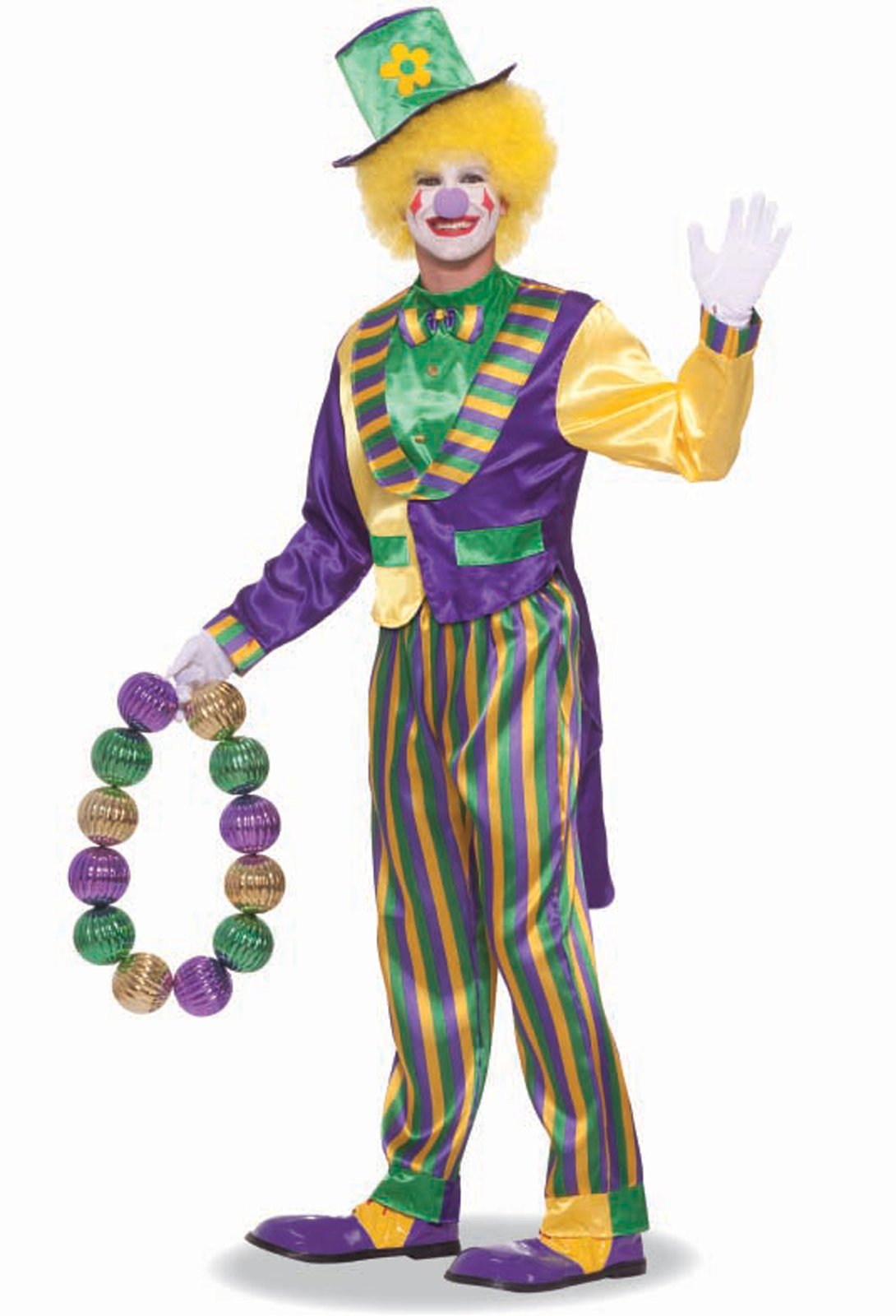 Mardi Gras Clown Adult Costume - Click Image to Close