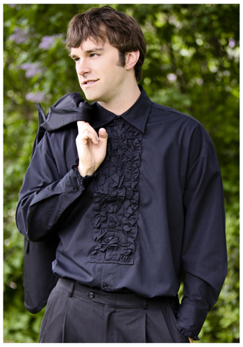 Black Ruffled Tuxedo Shirt - Click Image to Close