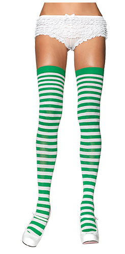 Green and White Nylon Stockings - Click Image to Close