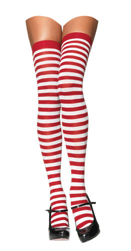 White and Red Striped Stockings - Click Image to Close