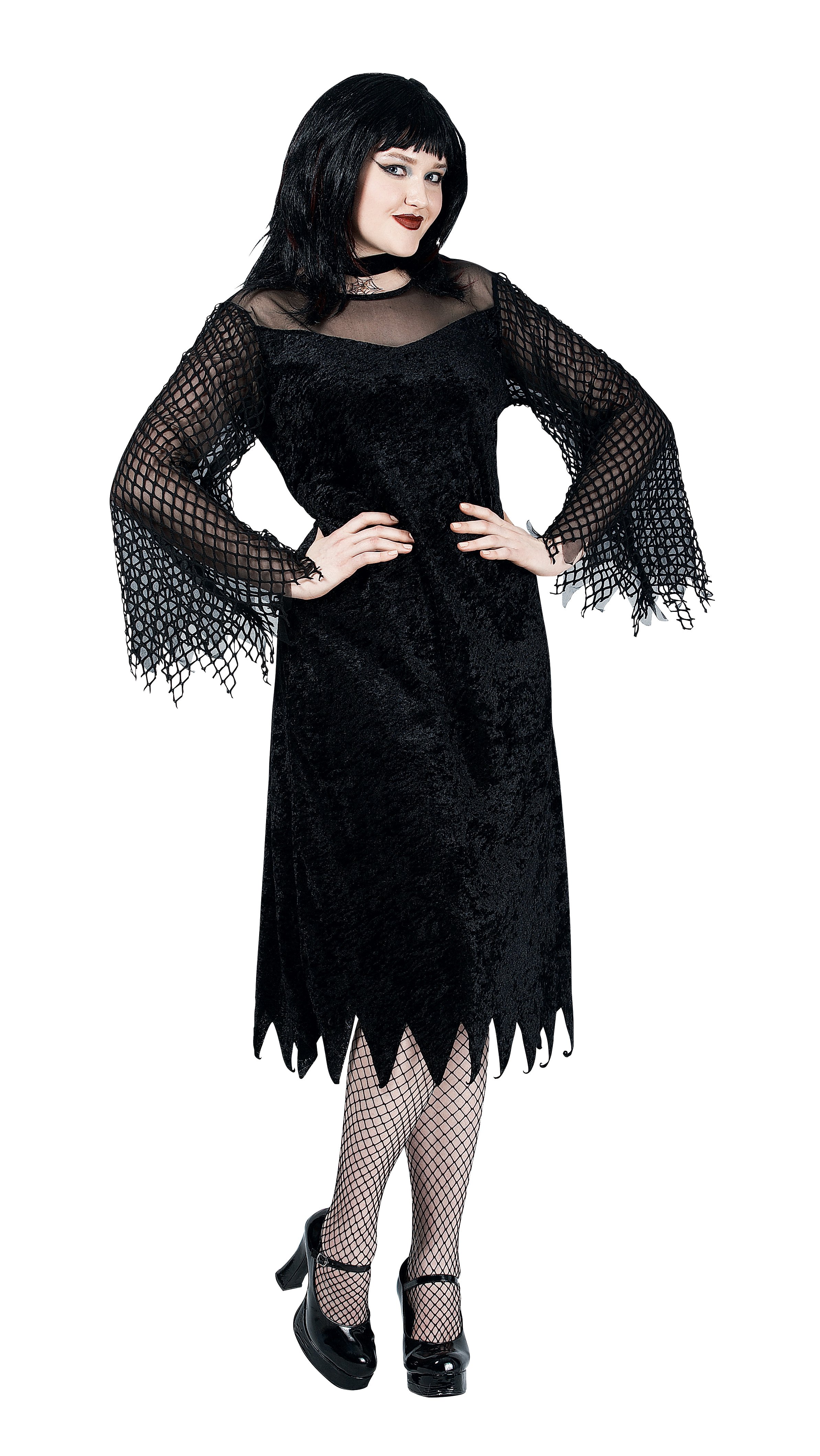 Vamp Robe with Mesh Sleeves Plus Adult Costume - Click Image to Close