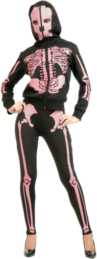 Ladies Skeleton Hoodie Sweatshirt (Pink) Adult