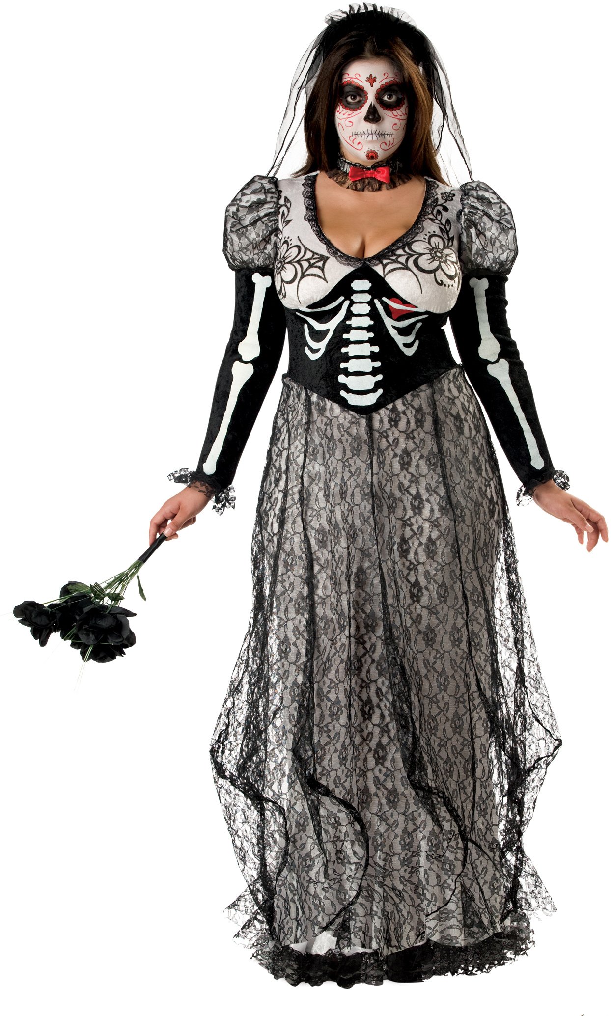 Day Of The Dead Bride Plus Adult Costume - Click Image to Close