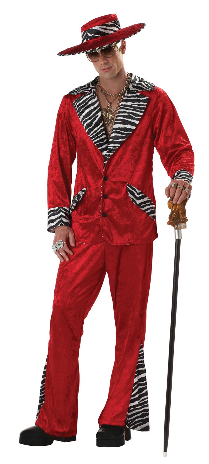 Pimp Red Crushed Velvet Adult Costume - Click Image to Close